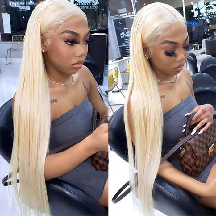 Pizazz Hair 613 Blonde Lace Front Wig Human Hair 13X4/13x6 HD Transparent Lace Front Wigs Human Hair 613 HD Straight Lace Frontal Wigs Human Hair with Pre Plucked Natural Hairline
