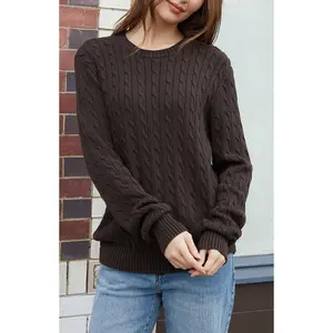 John Galt Women's Brown Cable Knit Sweater