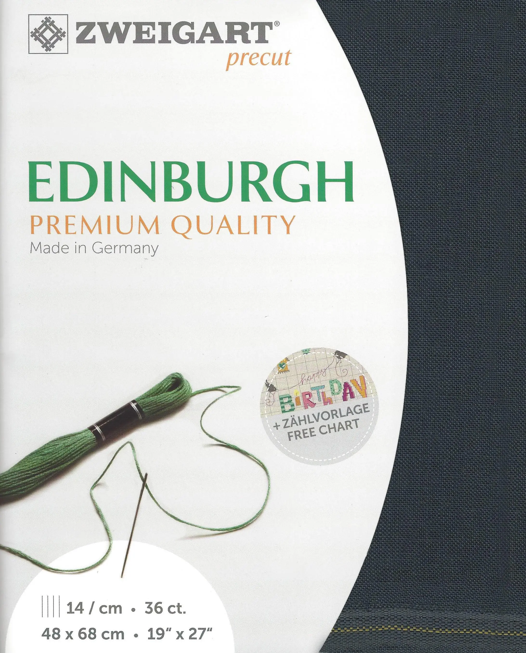 36-Count Charcoal Gray Precut Edinburgh Cross Stitch Fabric by Zweigart 3217/7026