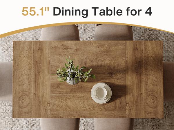 LITTLE TREE 55-Inch Dining Table for 4-6, Rectangular Dining Room Table with Sturdy Legs, Wood Kitchen Dinner Table, Mid-Century Modern Dining Table for Dining Room, Kitchen, Home LITTLE TREE 55-Inch Dining Table for 4-6, Rectangular Dining Room Table with Sturdy Legs, Wood Kitchen Dinner Table, Mid-Century Modern Dining Table for Dining Room, Kitchen, Home