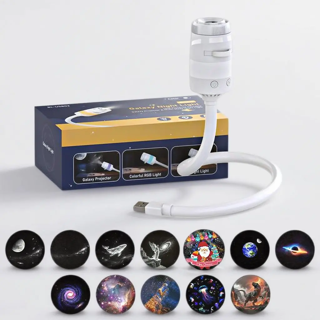 Portable Galaxy Starry Sky Projector USB Night Light with Dual Mode & Multiple Scene Slides Easy to Carry for Bedroom Living Room Kids Nursery Home Theater Decor Birthday Christmas Gifts for Teens Girls Boys Adults Toddlers Families Couples Romantic Gift