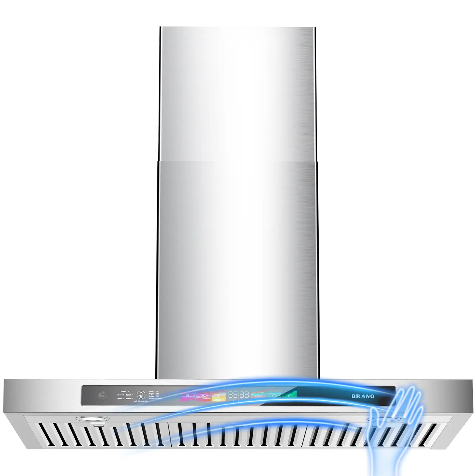 900 CFM T-Shape Wall Mounted Range Hood, Stainless Steel Kitchen Vent Hood with Smart Voice Control, Gesture Sensor, LED Lights and 4-Speed Fan for Modern Kitchen