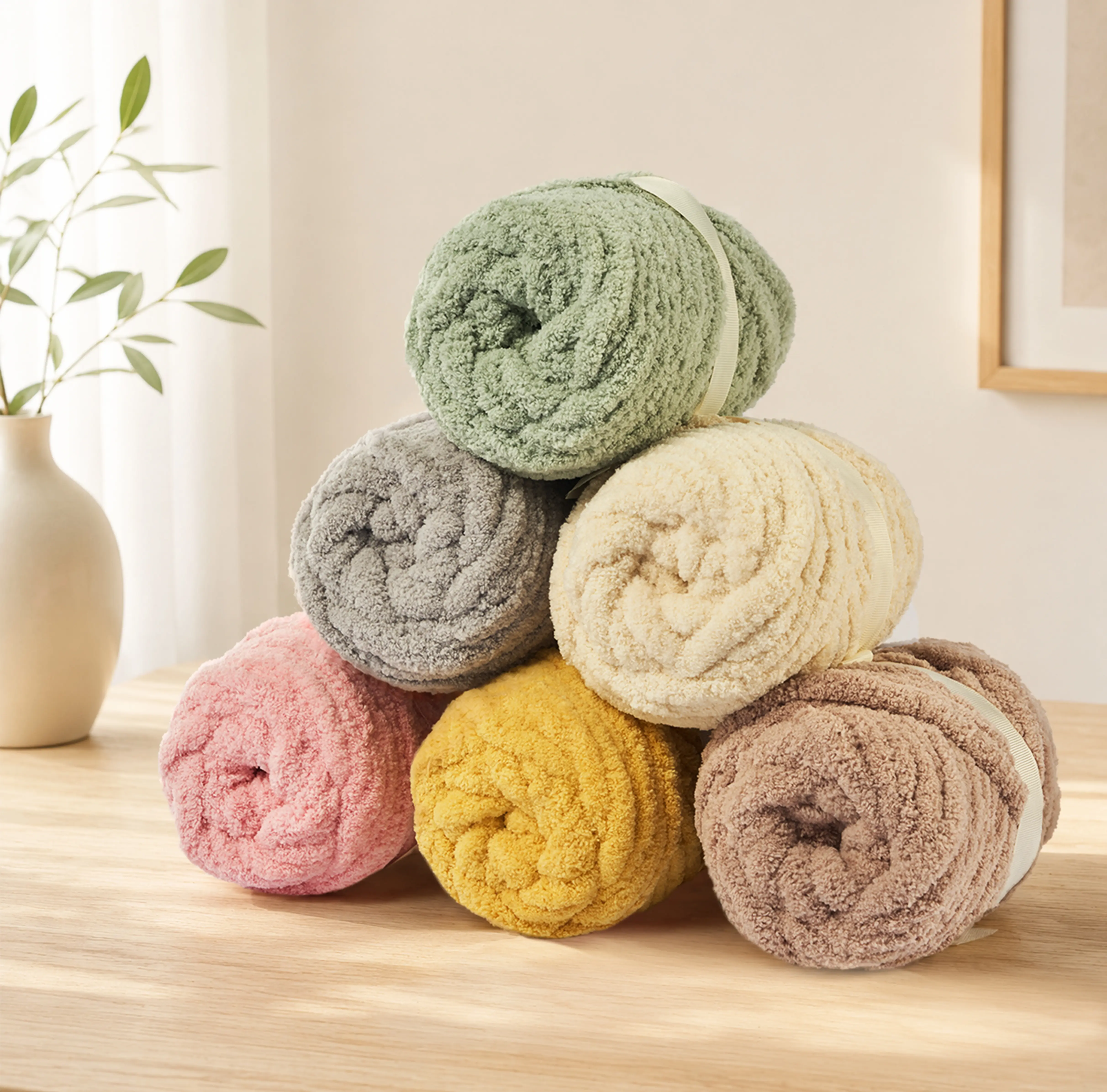 【MAETOOW】Thick Chenille Chunky Yarn for Hand Knitting – Jumbo Thick Chenille Yarn for Crocheting, Ultra-Soft Fluffy Blanket Yarn, DIY Pillows, Pet Beds，Bags & More，Beginner Friendly