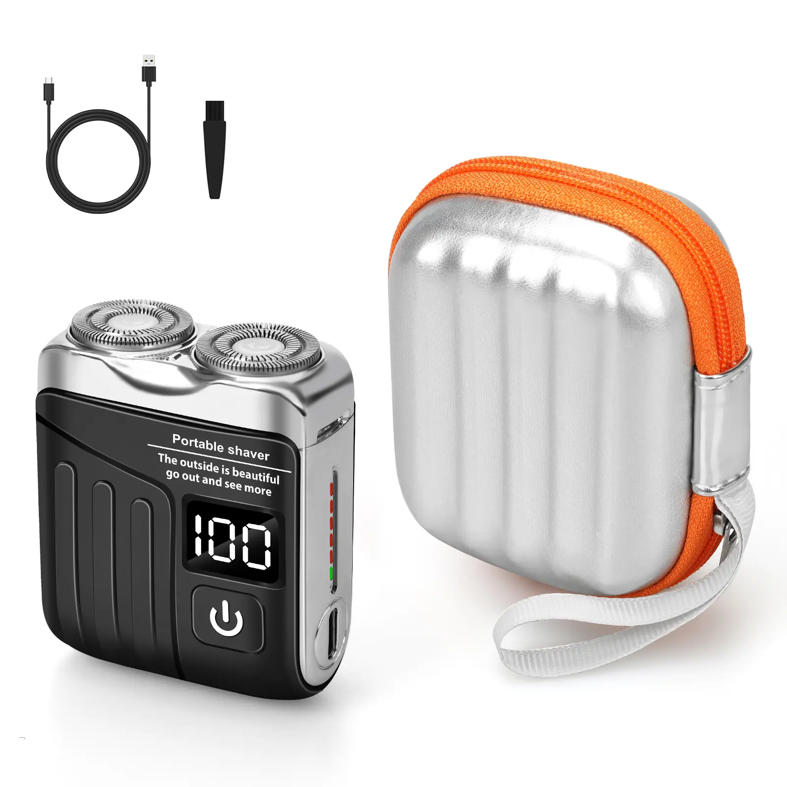 Mens Gifts Electric Razor - R-19 Portable Lightweight Facial Electric Shaver Pack, Waterproof Fast-Charging Double-Ring Magnetic Cutter, Facial Brush for Home Travel