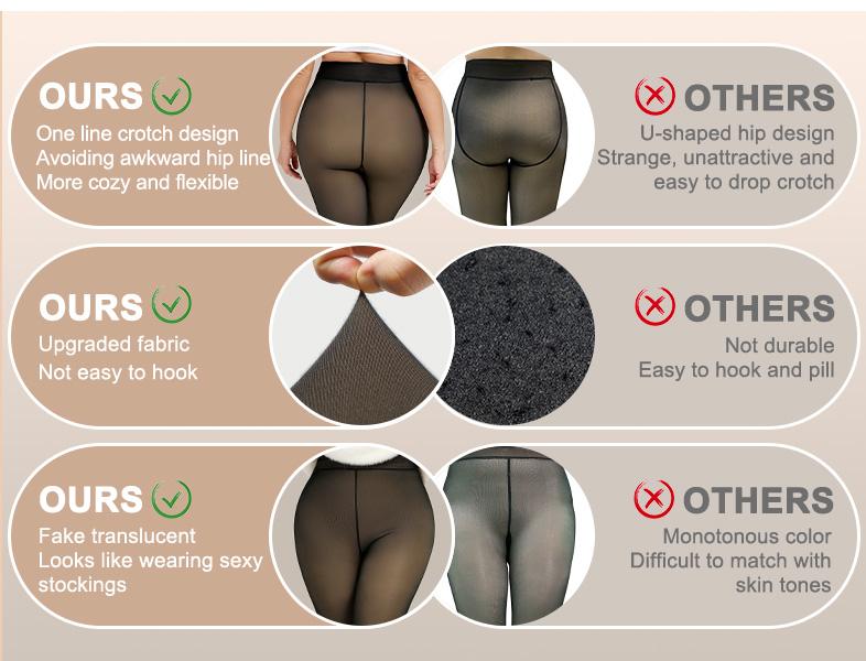 Tournesol The Single Seam Design Plus Size Fleece Lined Tights Women's Size 0X–4X Thermal Winter Basic Tights Leggings Thick Semi-Transparent Underwear Pantyhose Closed Foot Available in HONEY / LIGHT 011