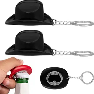 2PCS Cowboy Hat Bottle Opener, Rustic Western Cowboy Bottle Opener Keychain, Portable ABS Cap Keychain Beer Openers, Cowgirl Theme Bar Party Favors Decoration for Men and Beer Lovers