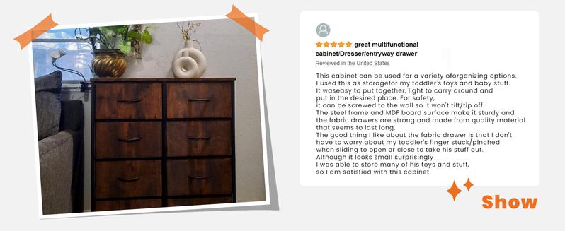 【New Color】Cupboards Cabinets Dresser - Fabric Storage Tower with 8 Drawers, Bedroom Organizer, Chest of Drawers with Fabric Bins, for Bedroom, Closet, Entryway