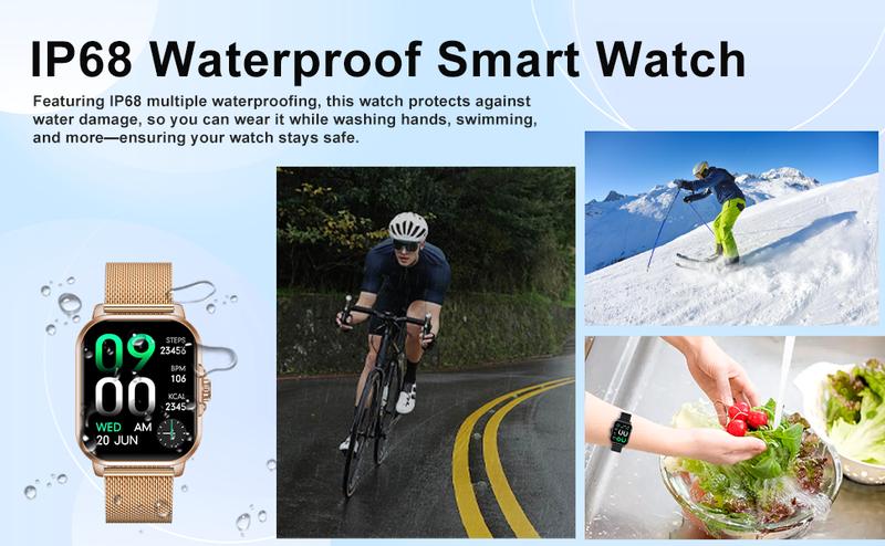 WSQ Smart Watches for Women & Men IP68 2.04 HD Touch Screen Fitness Tracker with ChatGPT AI Voice 3 Bands Step Counter Heart Rate Sleep Monitor Bluetooth GPS Wi-Fi Compatible Android iOS Multifunction Wearable Black