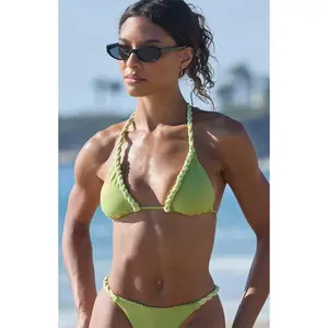 Beverly and Beck Women's Becky Twist Braid Triangle Bikini Top