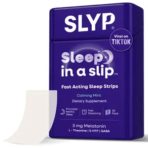 SLYP Sleep Strips 3mg Melatonin – Fast Dissolve Oral Sleep Support with L-Theanine & GABA – Mint (30ct)