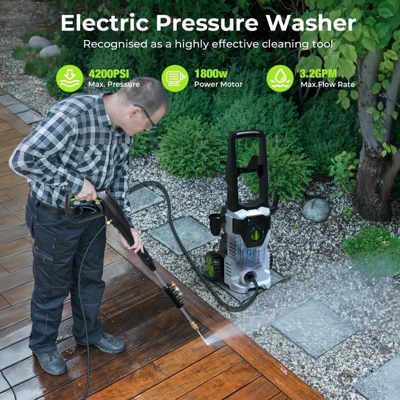 【Jumpstart Sale】Pressure Washer, Portable Power Washer, 4 Quick Connect Nozzles, High Pressure Cleaning Machine for Car Fence Driveway Patio Washing and More