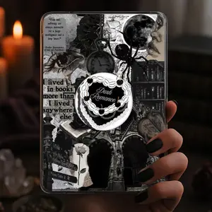 Dark Romance Black Cherry Cake Kindle Grip, Gothic Magsafe Phone, Kindle Accessory sticky Baby mount Library Card Flower-Shaped Multi-Functional Stand magnetic holder Universal Car Spooky Bat Adjustable