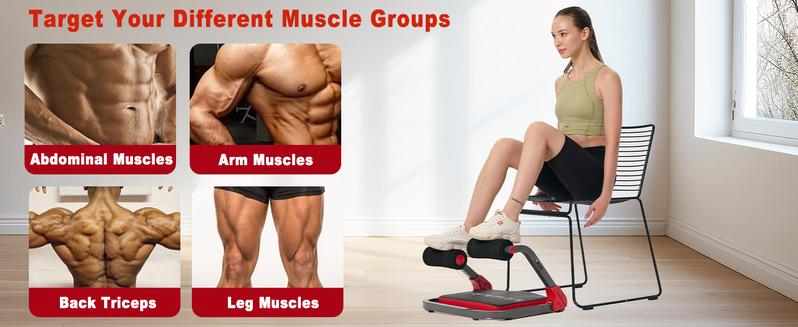 Ab Machine, Sit Up Exercise Equipment, Ab Workout Equipment with 3 Adjustable Resistance, Ab Trainer for Stomach Workout with 330 LBS Weight Capacity, Foldable Ab Crunch Machine for Home Gym