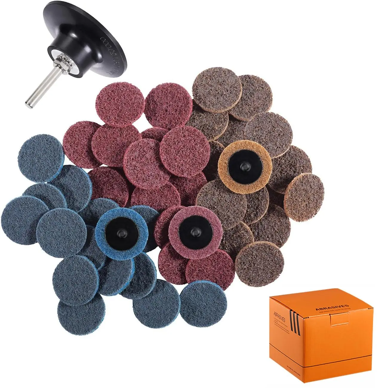 2 Inch Quick Change Sanding Discs with 1/4 Inch Shank Holder, Extensive Set Sanding Discs Kit, Abrasives, Sandpaper, Grits, Power Tool Accessories for Surface Prep, Processing, Polishing, Deburring, Paint Stripping