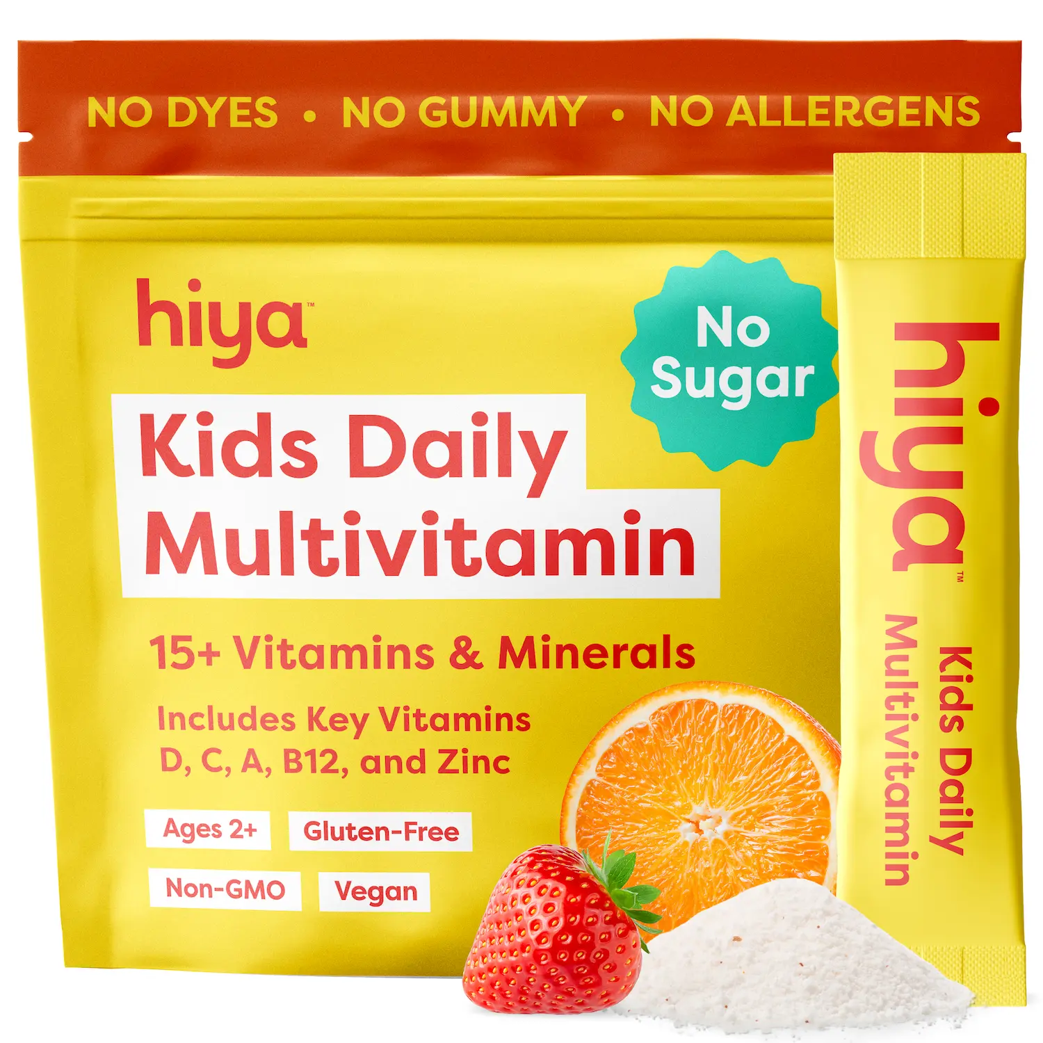 Hiya Kids Daily Multivitamin Sticks – Sugar-Free Vitamins for Kids, 15+ Essential Nutrients, No Gummies or Artificial Junk