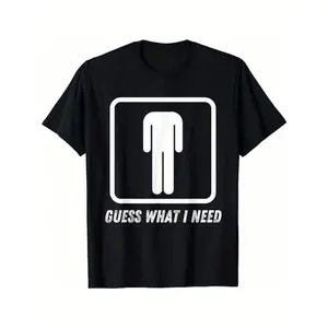 [100% Cotton] Men's Retro "Guess What I Need" Graphic Cotton Crew Neck T-Shirt - Short Sleeve  Golf Gift T-Shirt For Men and Women