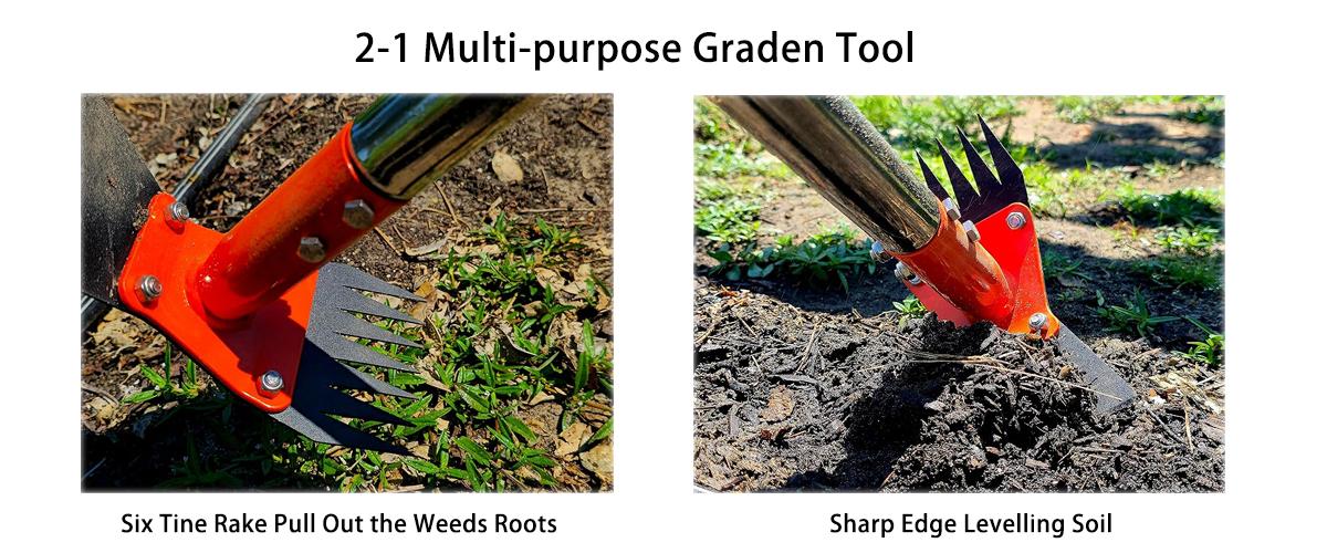 CKLT 2-in-1 Garden Hoe and Weed Puller Rake 60 Inch Adjustable Long Handle Weeding Tool with Dual Functionality for Efficient Gardening CKLT 2-in-1 Garden Hoe and Weed Puller Rake 60 Inch Adjustable Long Handle Weeding Tool with Dual Functionality for Efficient Gardening