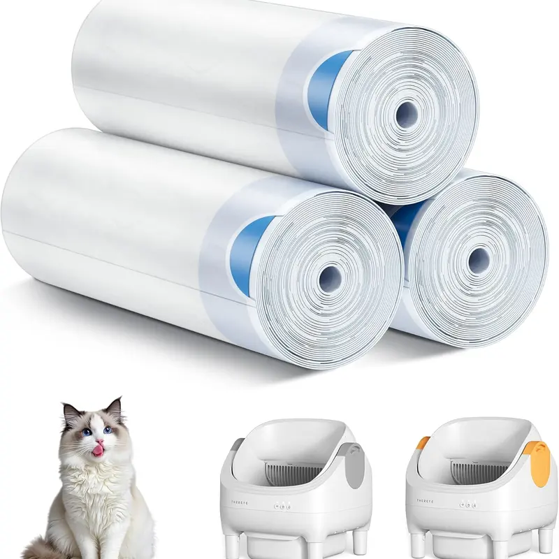 60 Pack Cat Litter Liners for Thereye SC06 Automatic Litterbox, 26"×11.8" Large 1-Pull Drawstring Bags, Heavy-Duty Tear-Resist Film, Leakproof Seal, Fits Fresher Waste Drawer & 22 lb Capacity Litter Needs