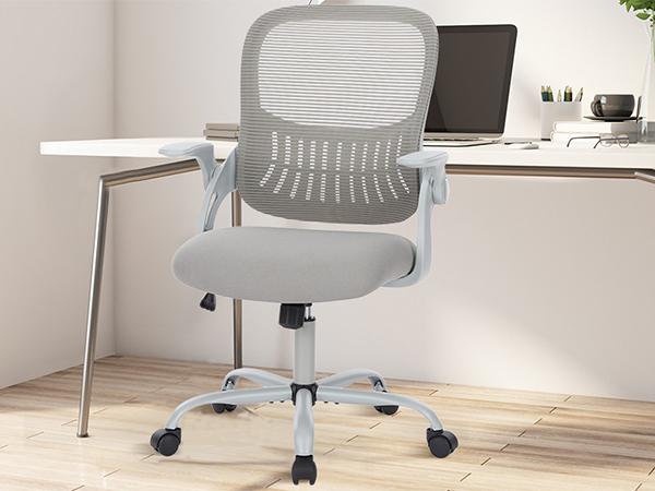 【Deal】Office Chair, Mid Back Computer Ergonomic Mesh Desk with Larger Seat, Executive Height Adjustable Swivel Task with Lumbar Support and Armrests