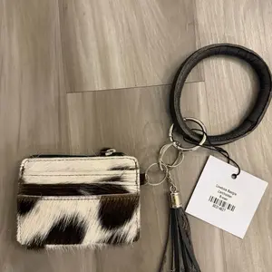 Cowhide wristlet wallet