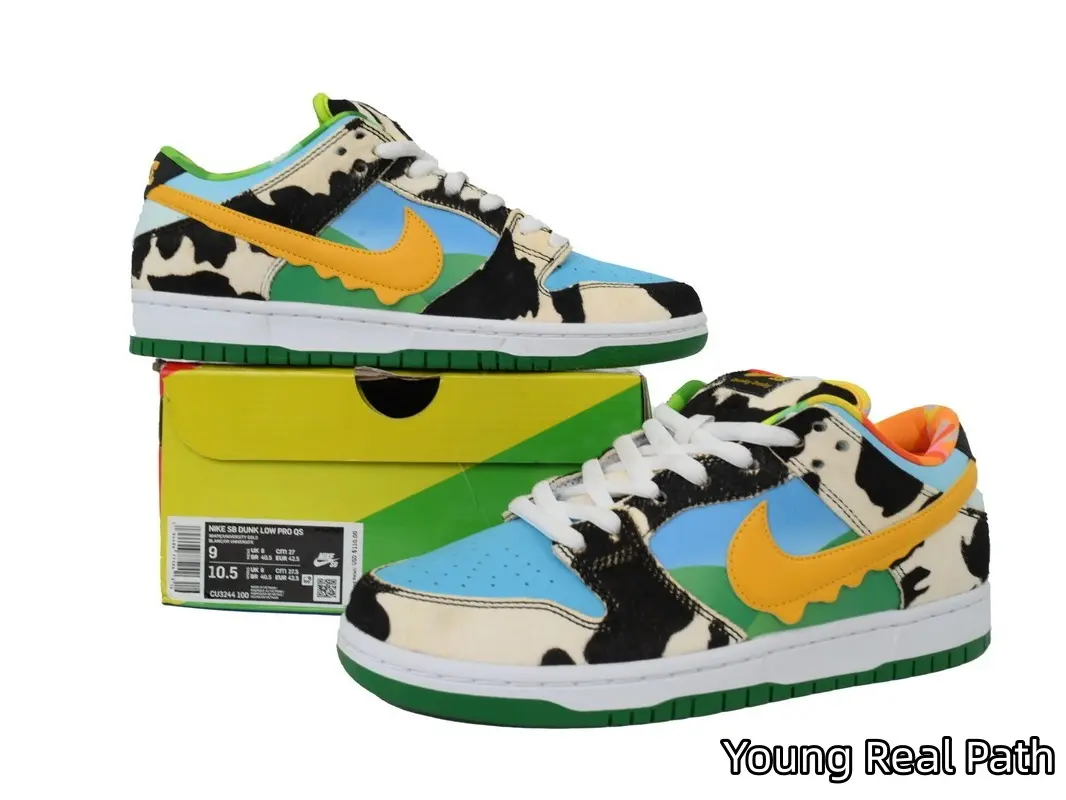 Multicolor Patchwork Casual Skate Shoes | Dairy Cow Spotted Panel with Blue Green Splicing | Wear Resistant Traction Outsole | Soft Interior Lining | Versatile Urban Walking Footwear for Men Women