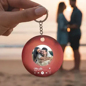 Personalized Song Acrylic Keychain, Custom Album Style Music Keyring with Photo, Spotify Song Gift for Boyfriend Girlfriend, Birthday Wedding Gift