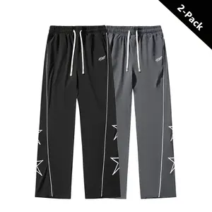 Men’s casual athletic pants with a starry pattern, featuring comfortable fabric and a fashionable street style. White side stripes paired with street-style lettering are integrated into the design. Suitable for all seasons, ideal for casual sports and eve