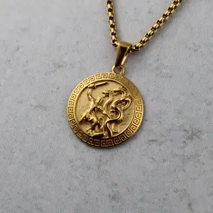 Gold Hercules Pendant Chain Necklace
