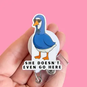 Glitter My Badge Silly goose mean girls badge reel for nurse and hospital workers. Badge clip for men - Badge pull - Retractable swivel clip with a 360 rotation. Great gift for coworker.
