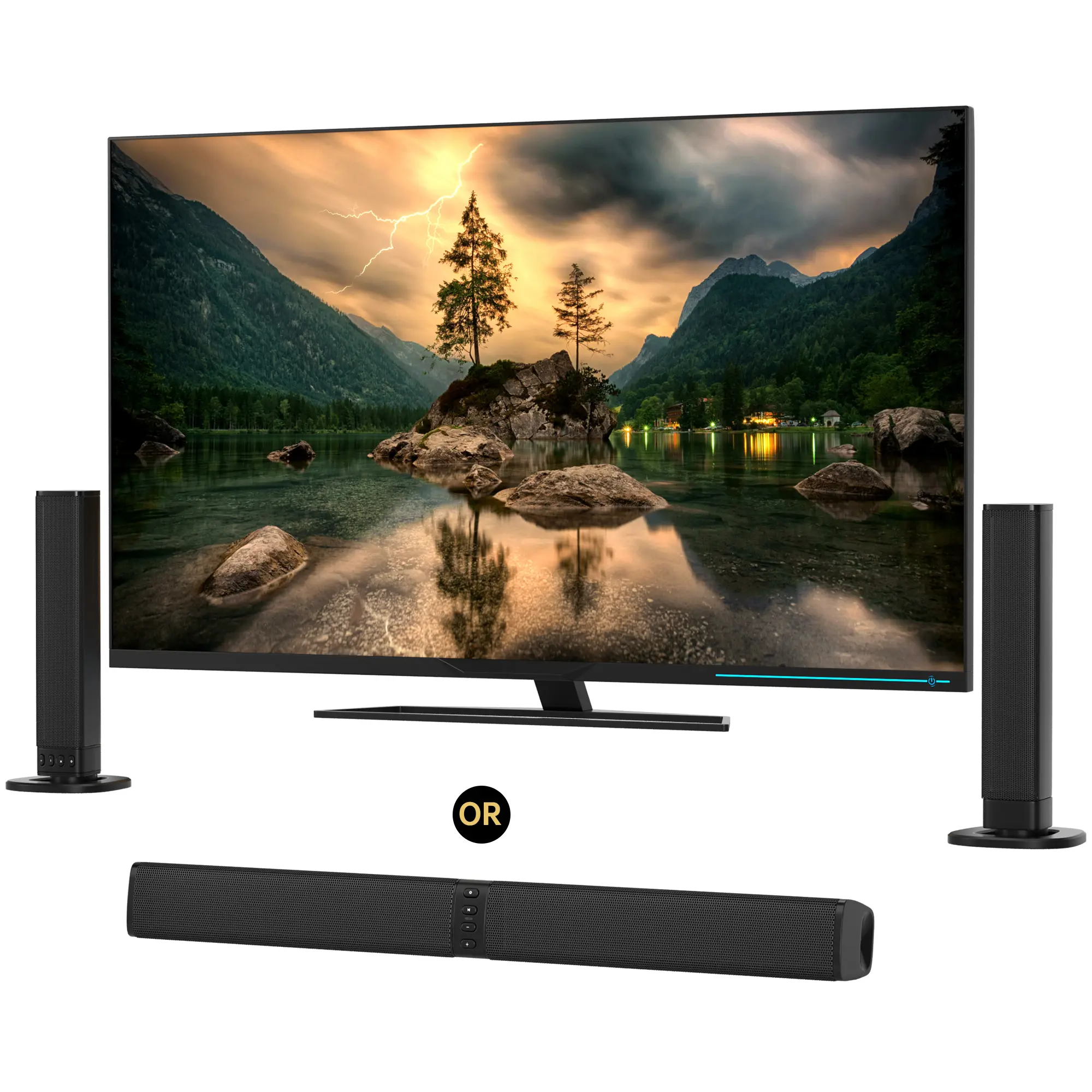 Portable Surround Sound Bar Wireless Subwoofer 2 Speaker System,Multifunctional Bluetooth Speaker,TF Card/USB, for TV Tablet PC Phone Home Theater