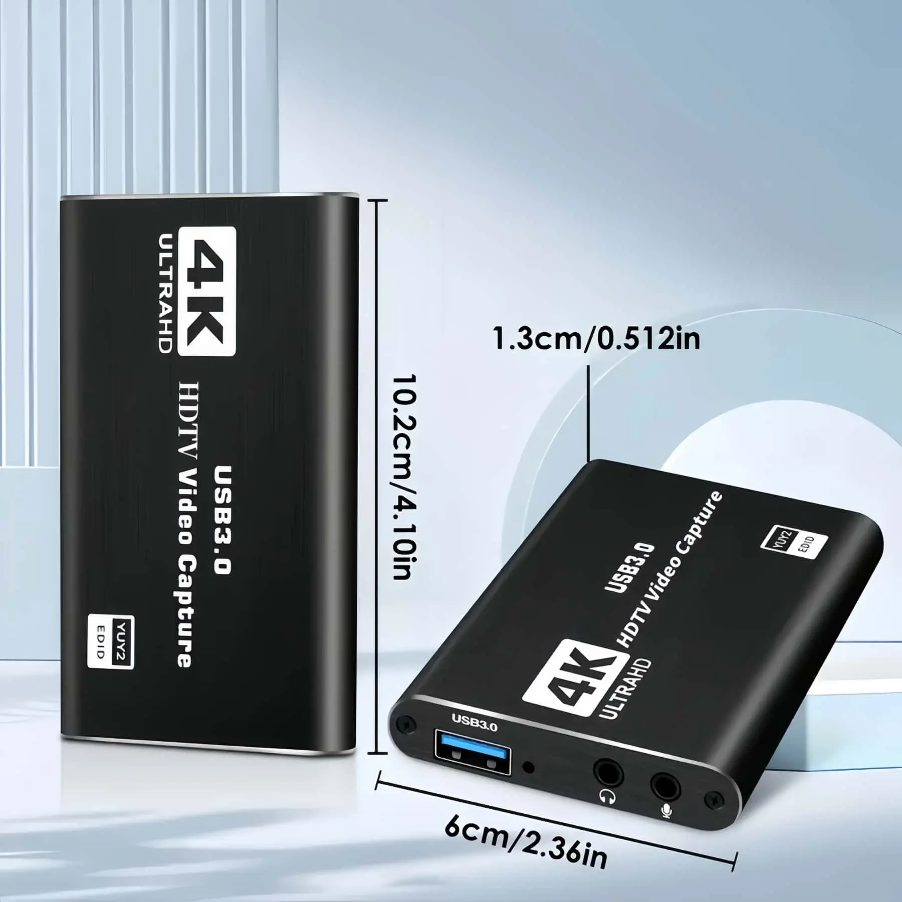 ACHAVE 4K HDMI Game Capture Device, USB-Enabled with 3.5mm Microphone Audio Input/Output for Nintendo Switch, PS4, OBS, PC – 1080p 60fps Video Recording, Live Streaming