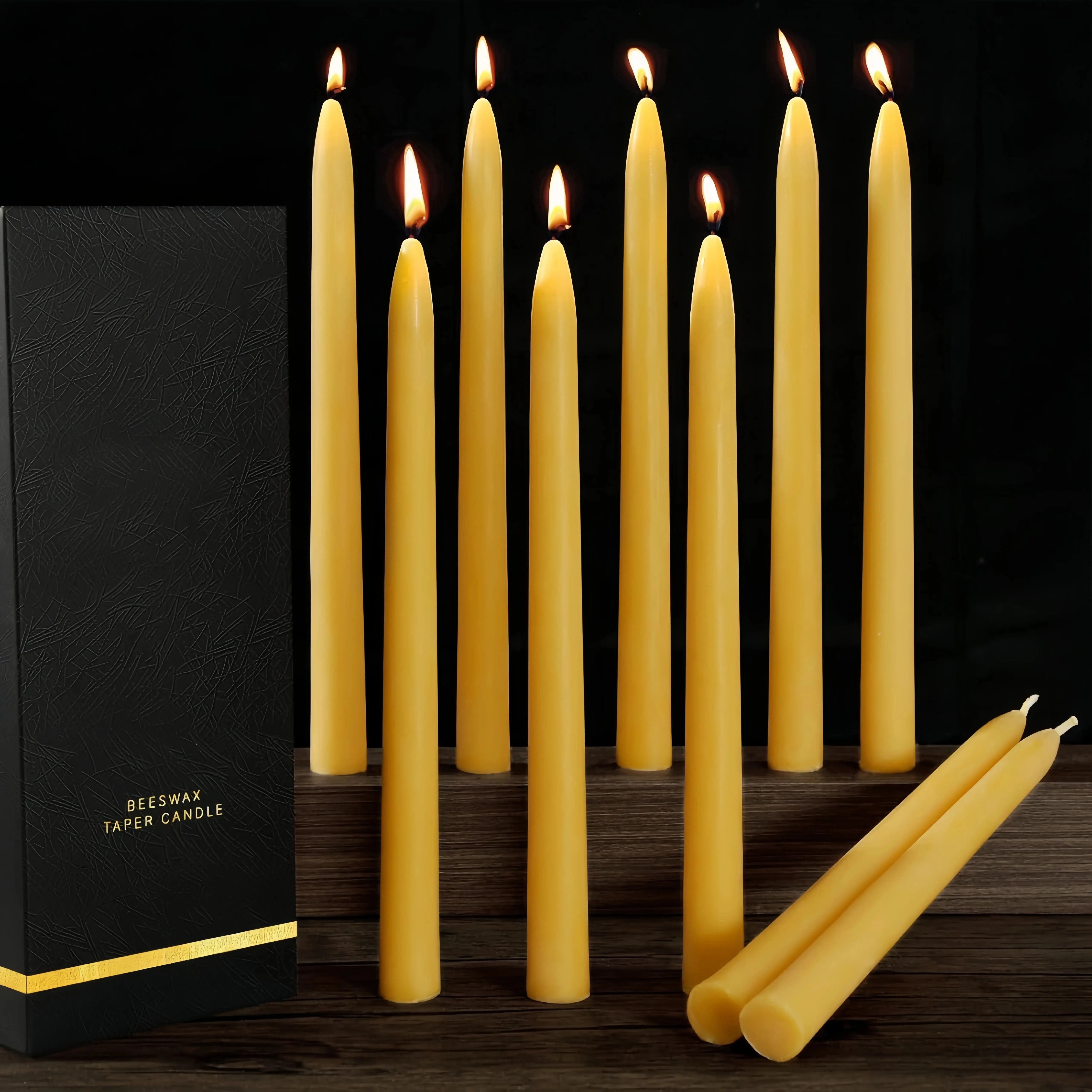 Yozu Natural Beeswax Taper Candles |    Hand-Rolled Pure Beeswax Sticks