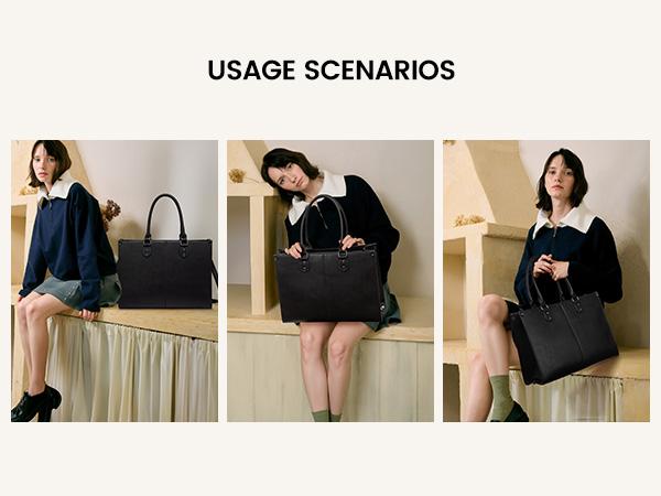 【New Year Gift】LOVEVOOK Laptop Bag for Women, 15.6-17.3 inch Vegan Leather Laptop Tote Bag Large Capacity Vintage Leather Work Bags for Women Computer Bag Office Briefcase Handbag. Durable. TikTokShopHolidayHaul