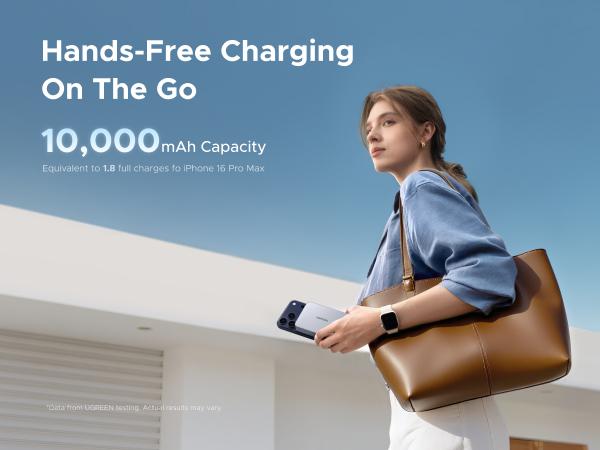 UGREEN MagFlow 10000mAh Power Bank Qi2 25W Certified Wireless Charging Magnetic Portable Charger for MagSafe with Built-in Cable 30W USB-C Battery Packfor iPhone17 Pro Max/Pixel 10 Pro XL,TikTokShopJumpstartSale