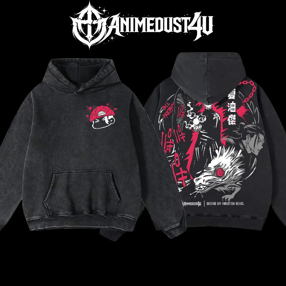 Men's Baggy Suguru Geto Hoodie, Anime T-shirt Graphic Streetwear Top in Pre-Washed Heavyweight Cotton Fabric, Tops, Casual, Street Style, Apparel, Sweatshirts, Oversized