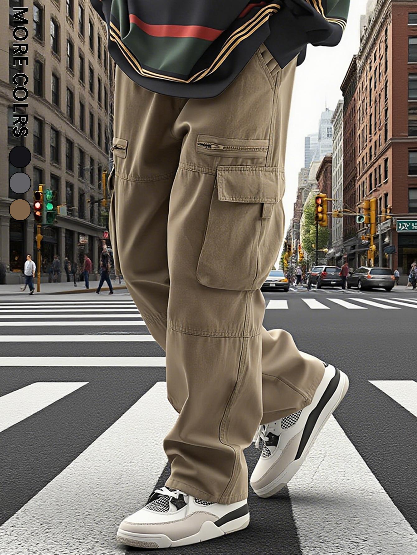 Men's Flap Pocket Cargo Loose fit Pants, Street Fashion Trousers for Daily Wear Men's Bottoms for All Seasons, Casual StreetStyle Clothing, Menswear, Clothe, Casual Streetwear Trousers, Casual Comfy Trousers