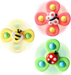 3PCS Suction Cup Spinner Toys for 1 2 Year Old Boy Girl Birthday Gift | Spinning Top Baby Bath Toy for Kids Ages 1-3 | Sensory Airplane Travel Toy Easter Basket Stuffers for Toddlers Infant