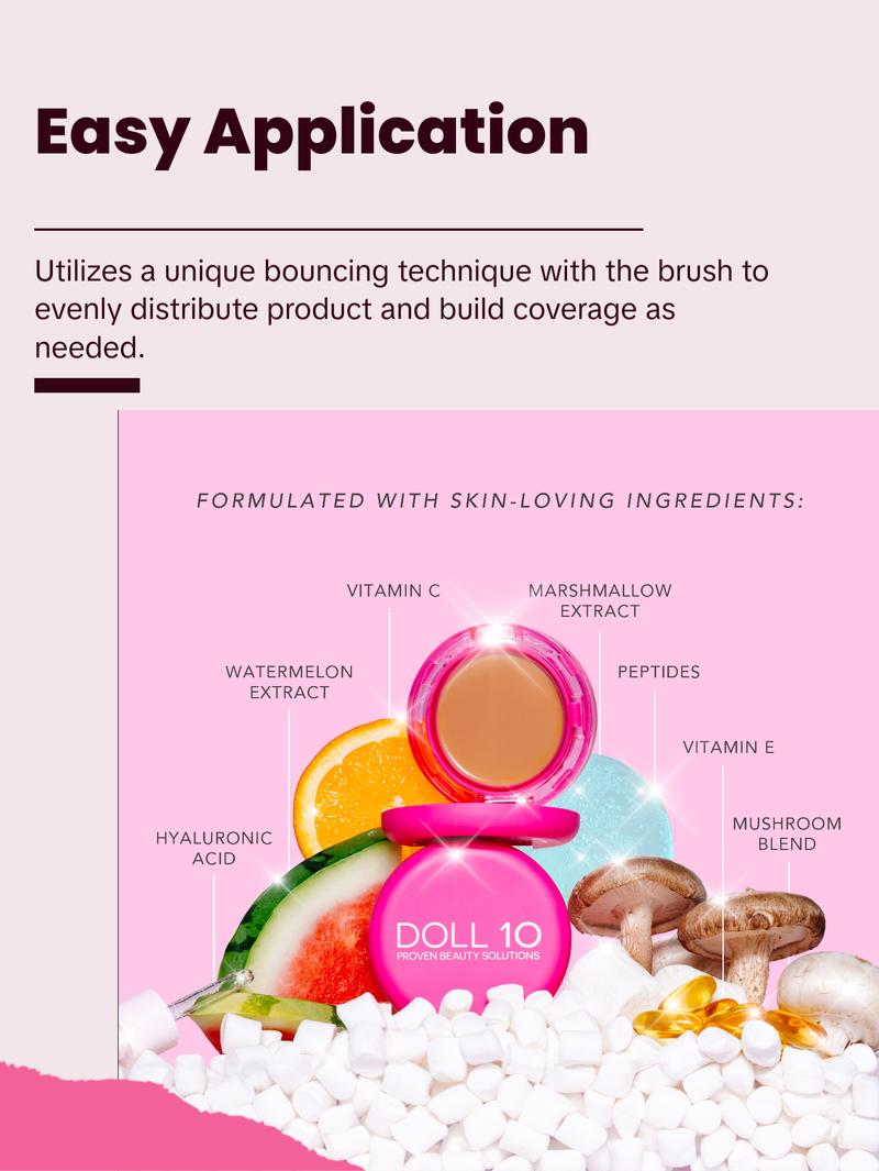 Peptide Bounce Balm Foundation with Brush Hydrating Compact Makeup Setting Coverage