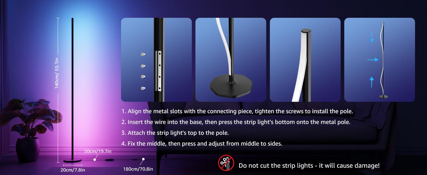 Lepro OE1 AI Smart Floor Lamp, LED RGBW Corner Lamps Compatible with Alexa