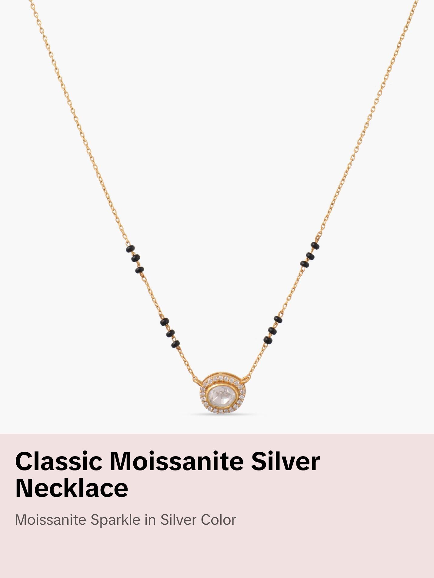 Classic Moissanite Silver Mangalsutra Necklace
