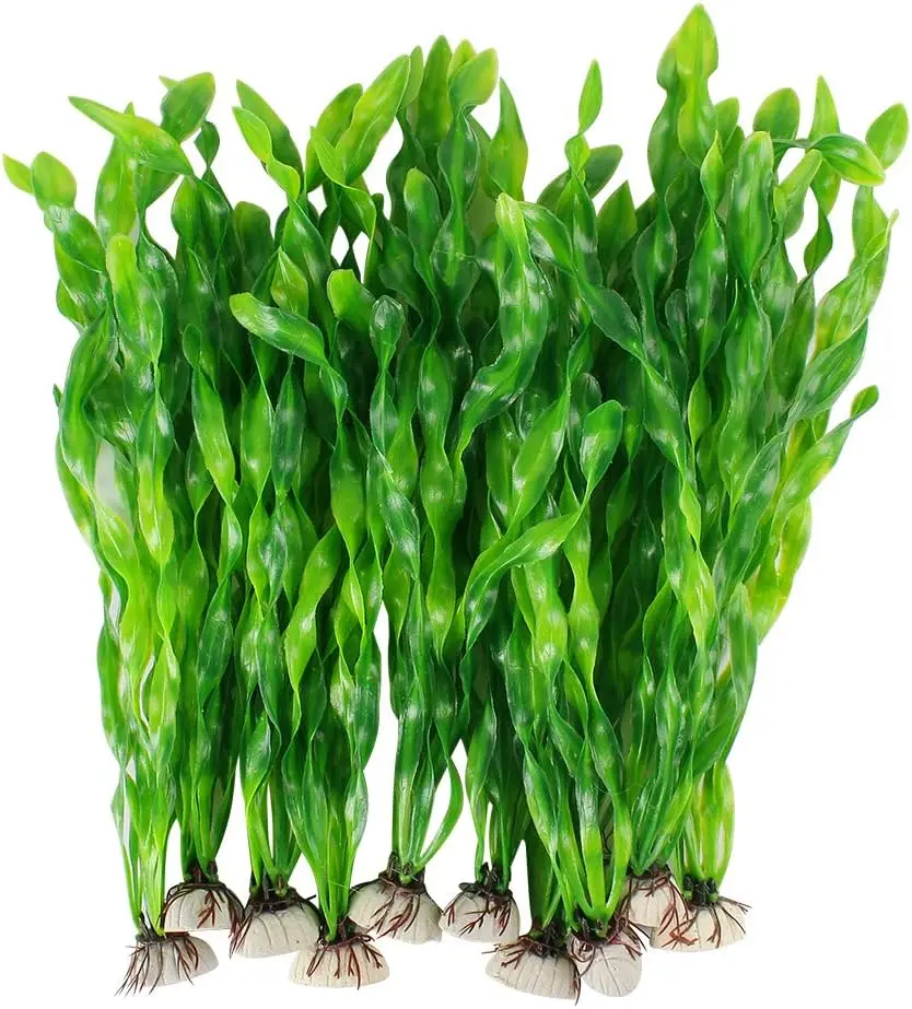 MyLifeUNIT Artificial Seaweed Water Plants for Aquarium, Plastic Fish Tank Plant Decorations 10 PCS (12 Inches Tall,)