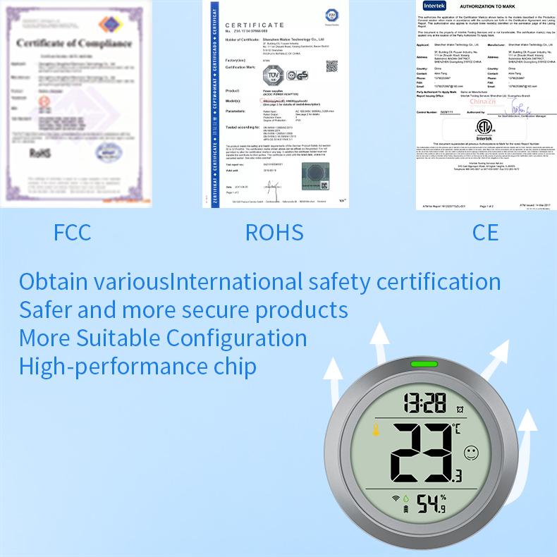 PROTMEX Tuya Wifi Bluetooth Thermometer Hygrometer Date Time Alarm Multifunctional with Smart Life APP Temperature Humidity