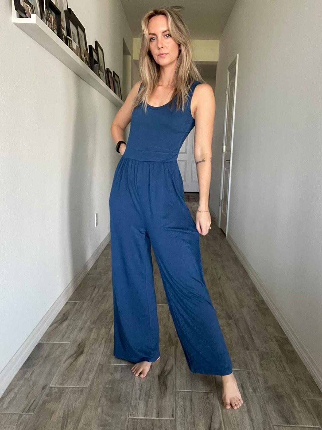 PrettyGarden Women’s Summer Sleeveless Tank Jumpsuits High Waist Low Cut Casual Scoop Neck Fit And Flare Long Pants Rompers