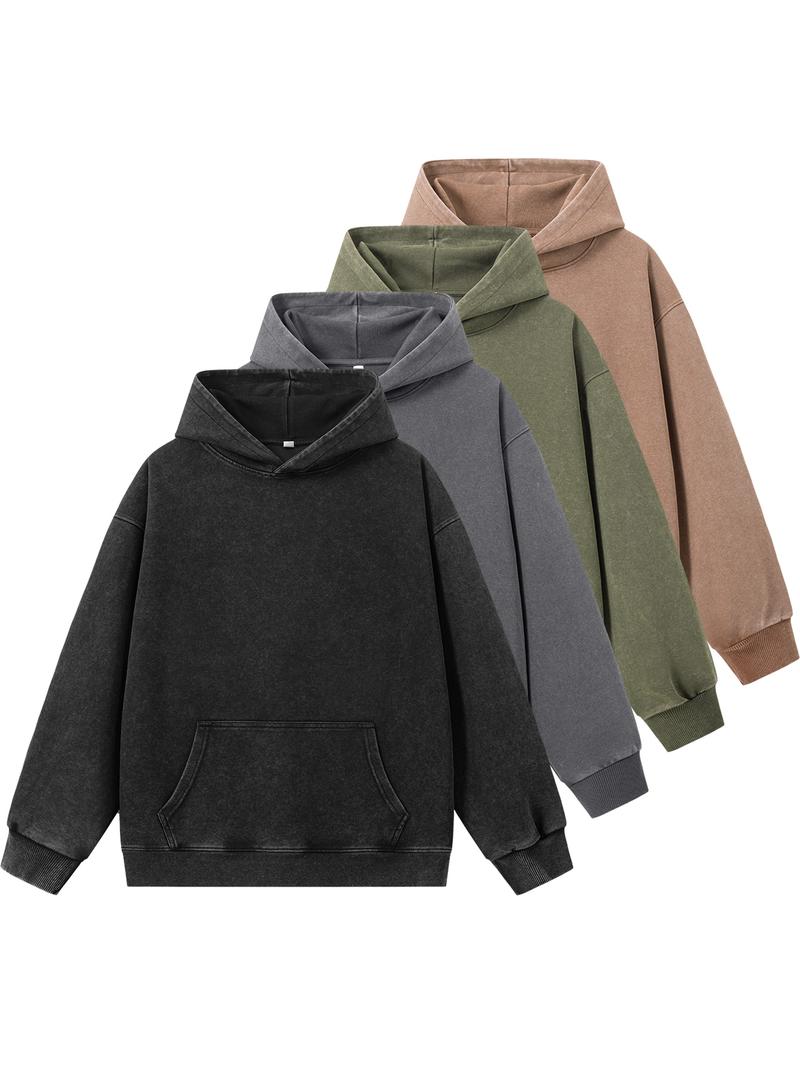 CCCMAI Men's Solid Color Loose Fit Hooded Sweatshirt Regular Fit Casual Long Sleeve Hoodie for Fall & Winter Men's Clothing for Everyday Wear with Quality Hem and Cuff Design Menswear Tops Pullover