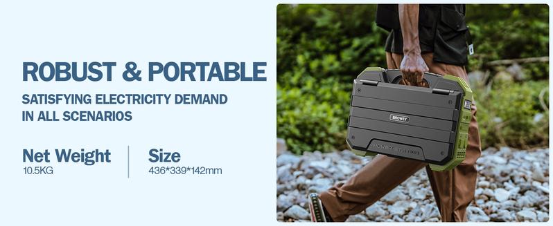 BROWEY Portable Power Station, 1000W Solar Generator with Built-in Solar Panel, 614WH/192000mAh LiFePO4 Battery Pack, AC/DC/USB/PD Outputs, for Outdoor Camping, RV Travel, Emergency Preparedness