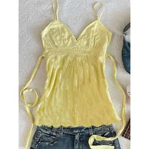 Y2K Cute 2000s Hip Hop Emo Girls Women Top Streetwear Fashion Solid Color Casual Camisole vintage Aesthetic Women Sleeveless Top