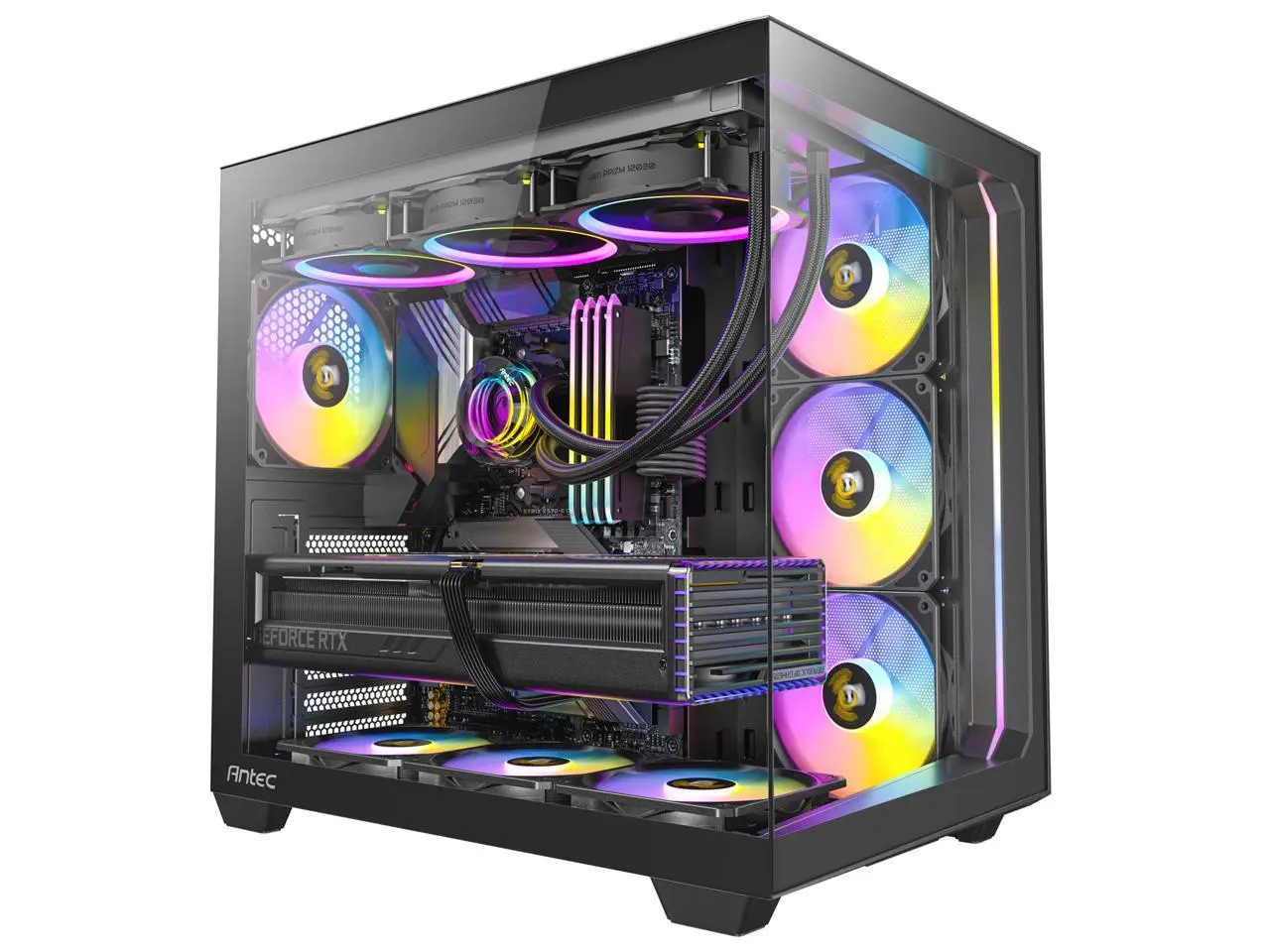 Antec C5 ARGB, 7 x 120mm ARGB PWM Fans Included, Up to 10 Fans Simultaneously, Type-C 3.2 Gen 2 port, Seamless Tempered Glass Front & Side Panels, 360mm Radiator Support, Mid-Tower ATX PC Case