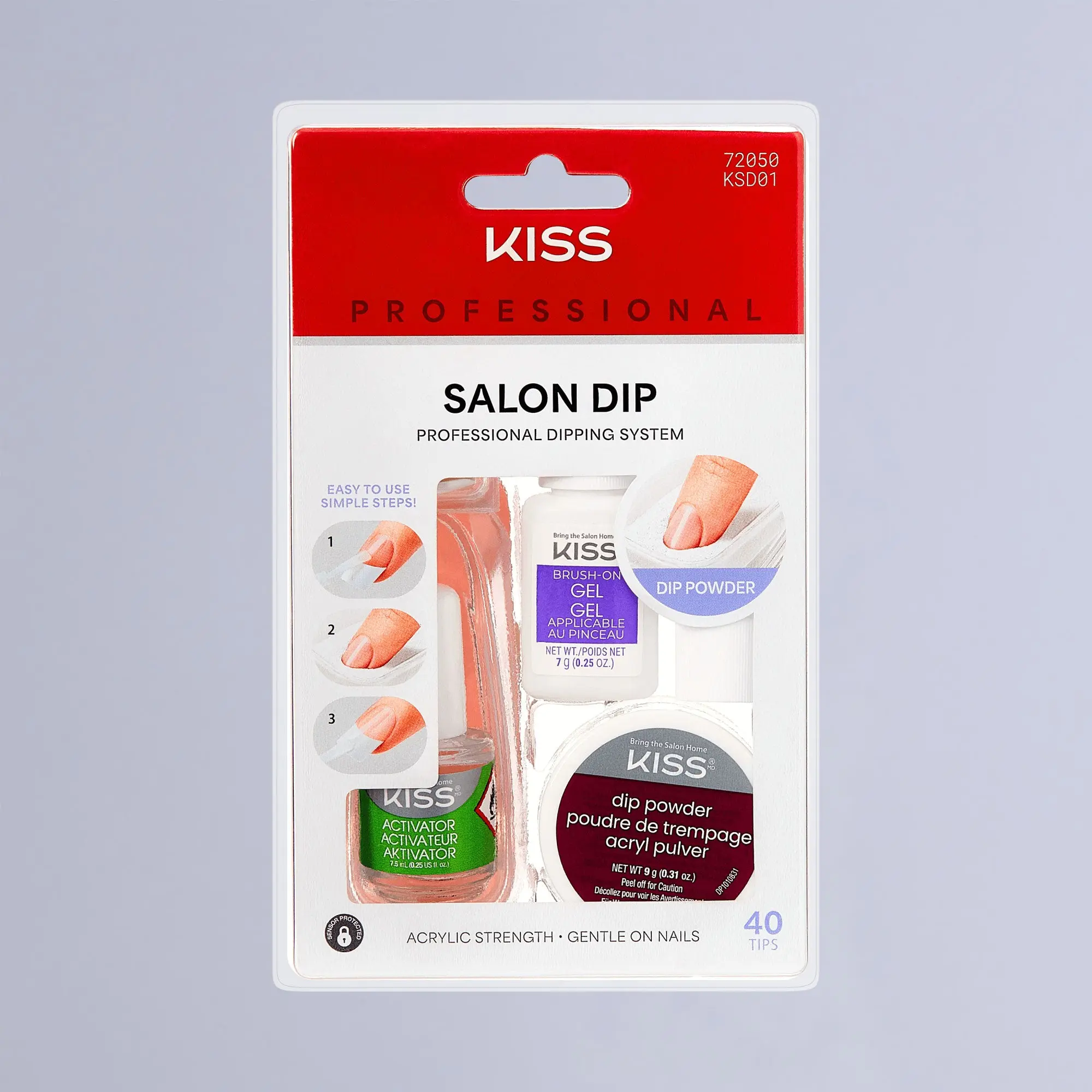 Kiss Salon Dip Professional Dipping System | 40 French & Natural Acrylic Tips, Starter Kit, Salon Dip, Dip Powder