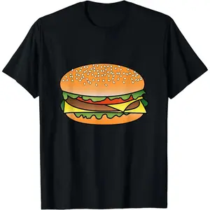 [100% Cotton] Juicy Burger Lover Graphic T-Shirt For Food Enthusiasts.