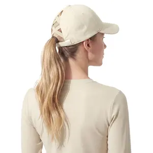 Crisspony Daily Flex Ponytail Cap for Women Sporty Workout High Ponytail Cap Athleisure Dad Hat Baseball Cap_Beige